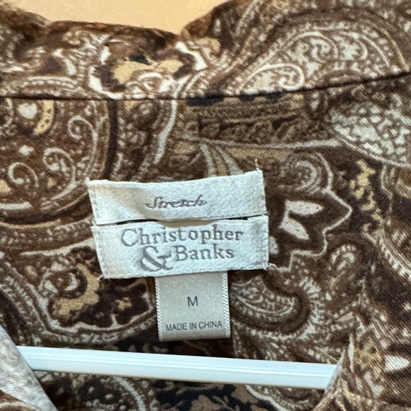 Christopher & Banks Brown Paisley jacket/top Size Medium A003 - Picture 2 of 9